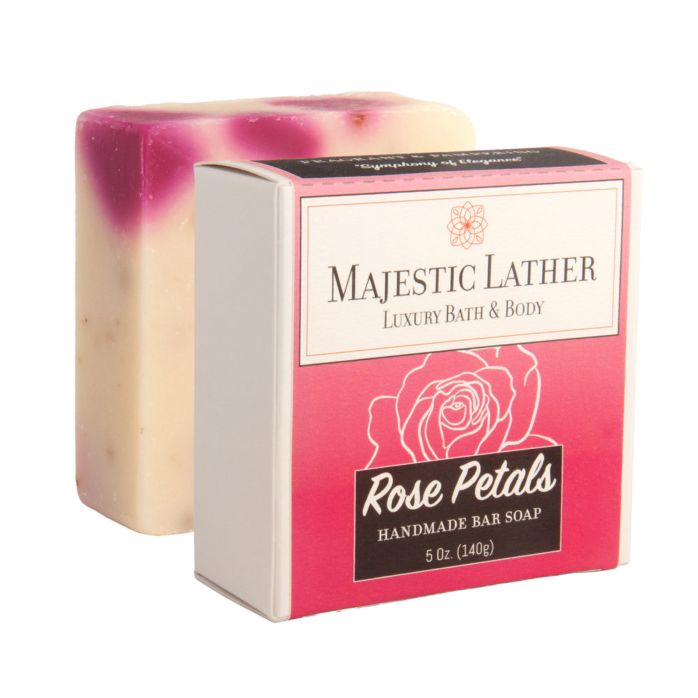Majestic Lather Rose Petals Handmade Bar Soap & Box
